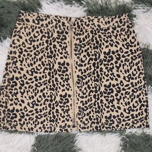 Altard State Leopaed Print Denim Mini Skirt